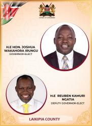 The Council of Governors Congratulates H.E Joshua Irungu, Governor and H.E Reuben Kamuri Ngatia, Deputy Governor Laikipia County.